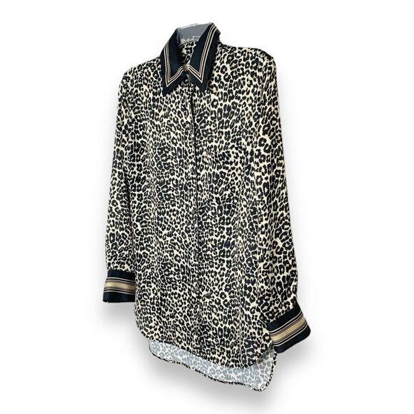 Equipment Women's Leopard Animal Print Bradner Shirt in Natural Multi Size - XS - Picture 5 of 13